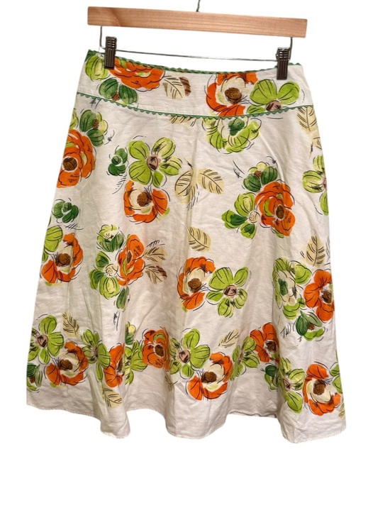 Liz Claiborne Dresses & Skirts - Cottage Cream Perfect
Linen Blend A-Line Skirt with Orange & Lime Floral Print